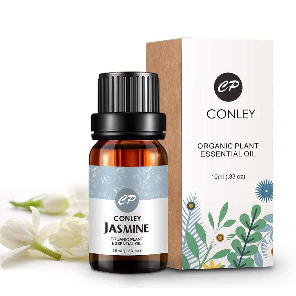 CONLEY Jasmine Essential Oil (10ML), 100% Pure Natural Organic Aromatherapy Jasmine Oil for Diffuser, Massage, Skin Care, Yoga, Sleep
