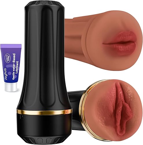 EINSEO Masturbador masculino con mangas duales, bolsillo de 7.5 pulgadas con textura de coño y boca suave y carnoso TPE canal, juguetes sexuales