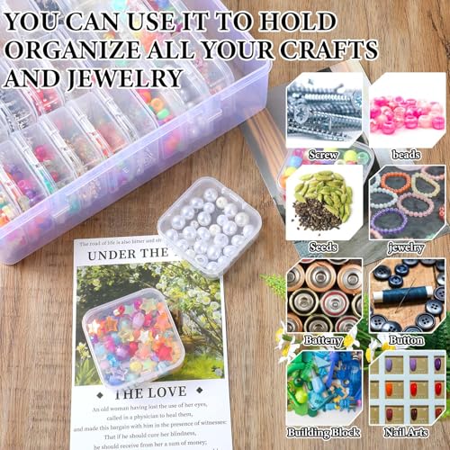 Image of DIVINA VITAE 62pc Small Bead Organizers & Storage Box, Clear Plastic, Hinged Lids, Waterproof, 60 Compartments, Jewelry Making, Crafts, Hardware