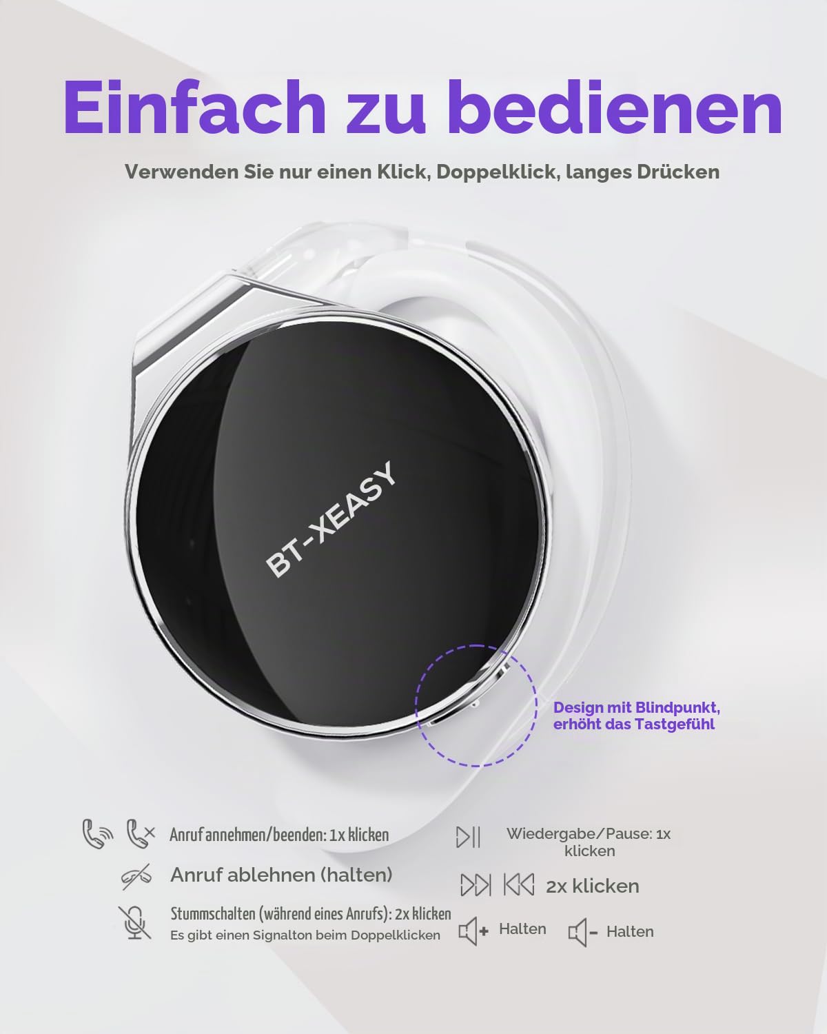 Micool On Ear Kopfhörer Bluetooth 5.4, Open Ear Kopfhörer Kabellos Bluetooth Geräuschunterdrückung, Wassertropfenförmiges Clip On Sport Headset-Bluetooth mit 4 Mikrofon, Comfort Fit Ohrhaken Ohrhörer