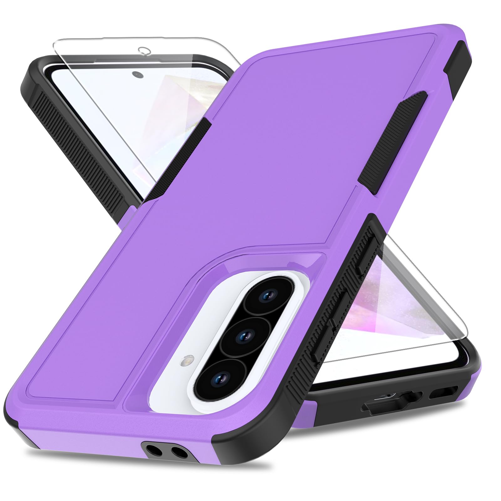 for Galaxy A36 5G Phone Case,[Military Grade Drop Tested] with Screen Protector,Dual Layer Protective Heavy Duty Cell Phone Cover Non-Slip Shockproof