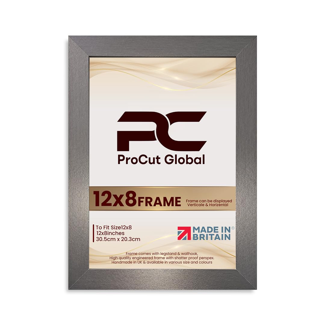 Procut Global 12X8 Dark Oak Picture Frames - Modern Wooden Photo Frame with Shatterproof Perspex for Wall or Tabletop - Perfect for Posters, Certificates, Prints - Sizes & Colors Available