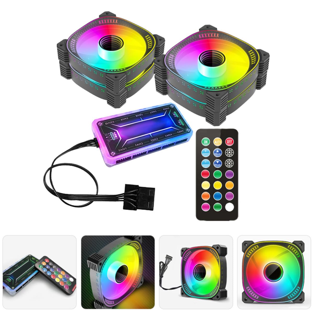 YARNOW Ventiladores Silenciosos Argb para Caja de PC con Controlador, Refrigeración y Diseño en Abs y Cobre, Ideales para Fiesta Verano y Salas de Juegos
