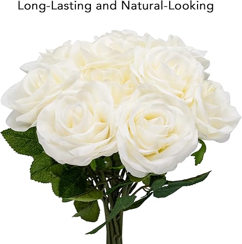 Miniatura 8 de Softflame Flores artificialesfalsassintéticas, color blanco rosa, 10 unidades para bodas, hogar, fiestas, restaurantes