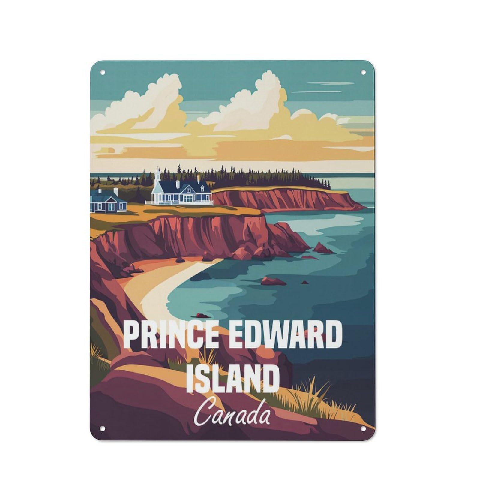 Junmoney Prince Edward Island Landscape Everyday Vintage Metal Sign 40X30cm Featuring Room Wall Plaque For Home, Shop, Pub Or Studio Wall
