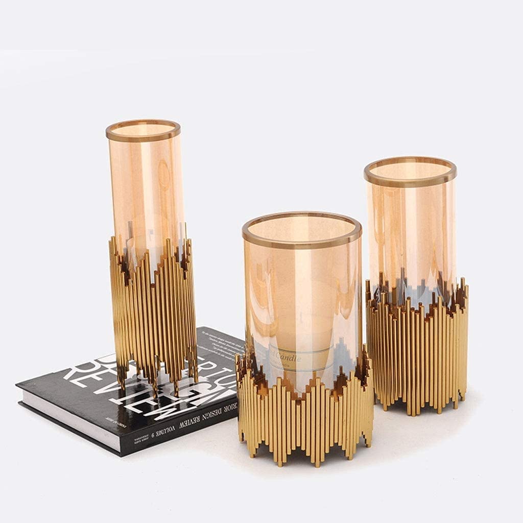 Habiba Moda Portavelas nórdico, candelabro de Metal clásico, candelabro de Mesa de Cristal de Lujo decoración romántica de Adornos para el hogar Exquisito