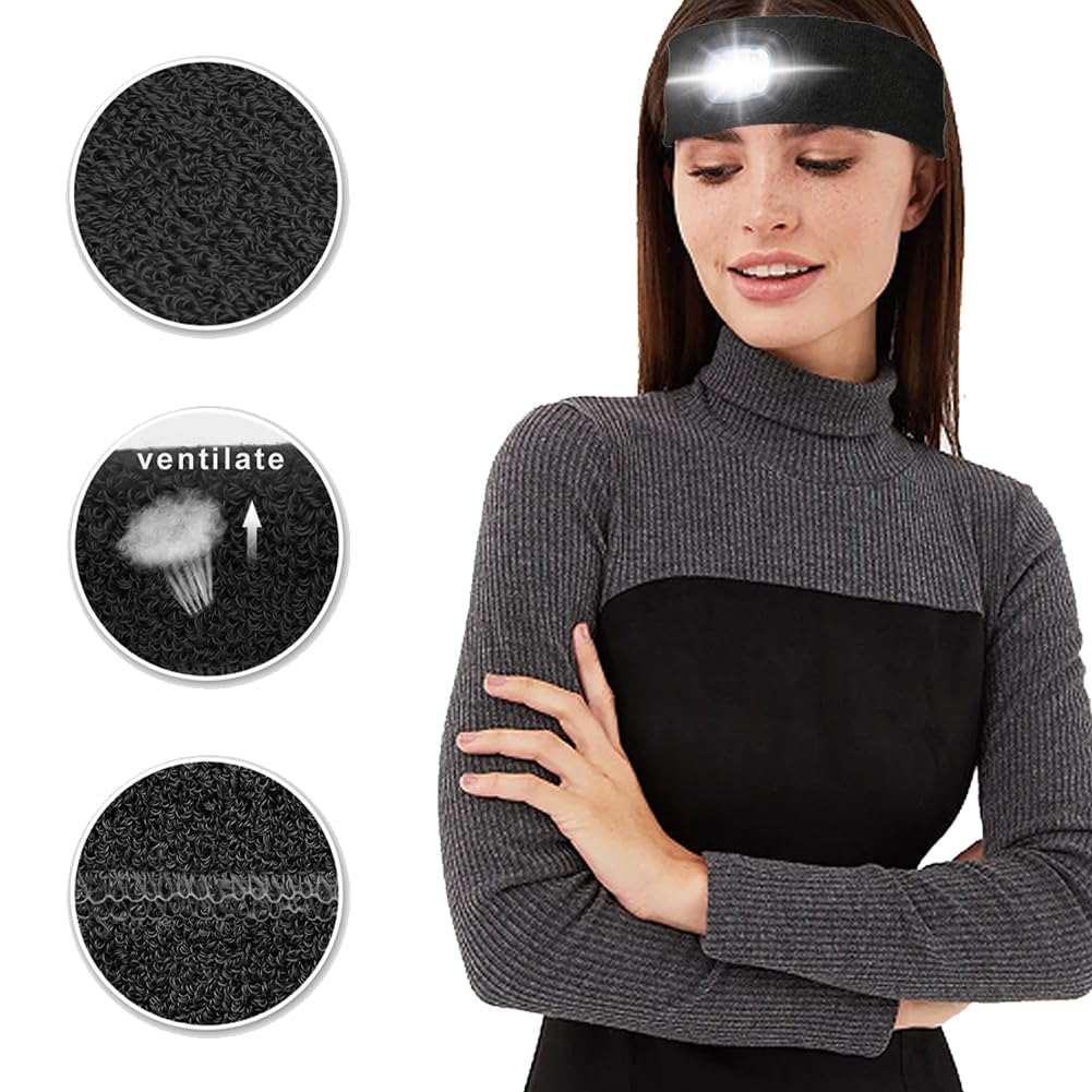 Taximi Fascia Invernale Con Luce LED Ricaricabile USB - Scaldaorecchie In Pile Per Corsa, Jogging E Ciclismo, Uomo/Donna, Nero - 5