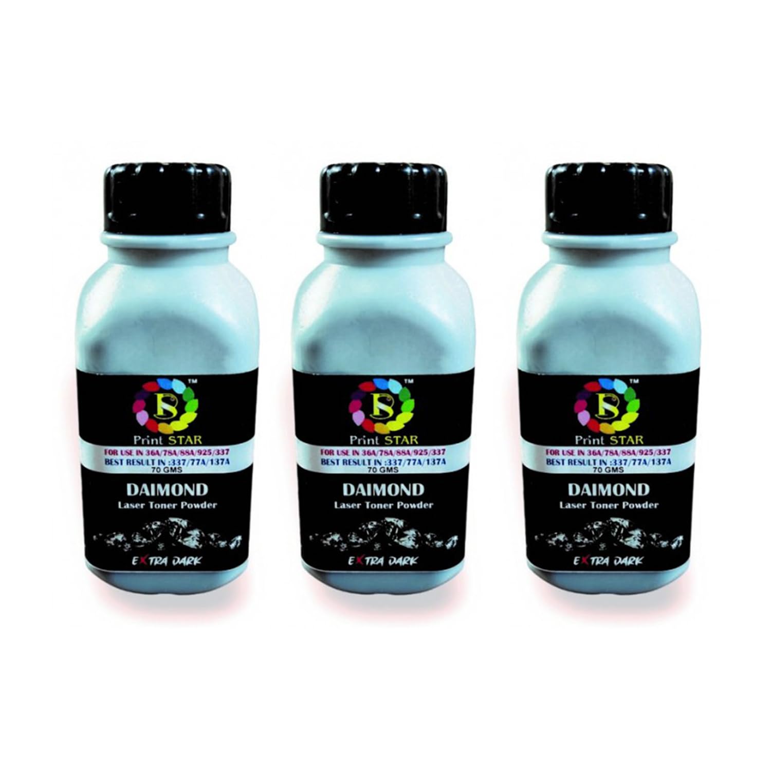 Printstar Diamond Toner Powder Compatible with HP 83A, 337, 77A &137A Printers (70gms) (Pack of 03)