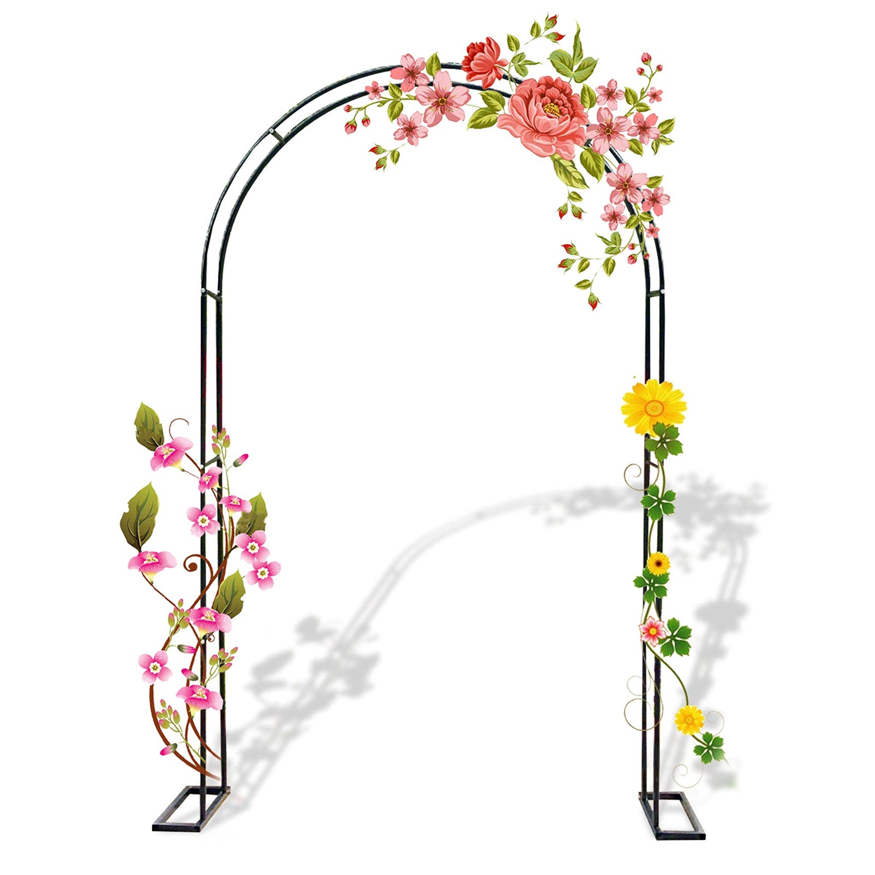 Łuk ogrodowy z kraty, łuk ślubny, wytrzymała metalowa pergola, duży, wytrzymały łuk ogrodowy na róże, pnącze, stojak na łuk, dekoracja ogrodu, czarny