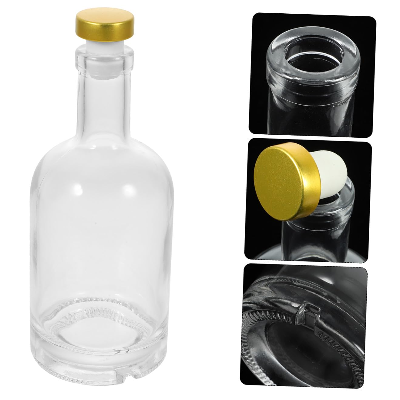 2 Stück-pack Dickbodige Wodkaflaschen aus Glas, 375ml | Breite Öffnung, Transparenter Look, Geriffelter Boden, Leichtes Ausgießen Zufällige Farbe