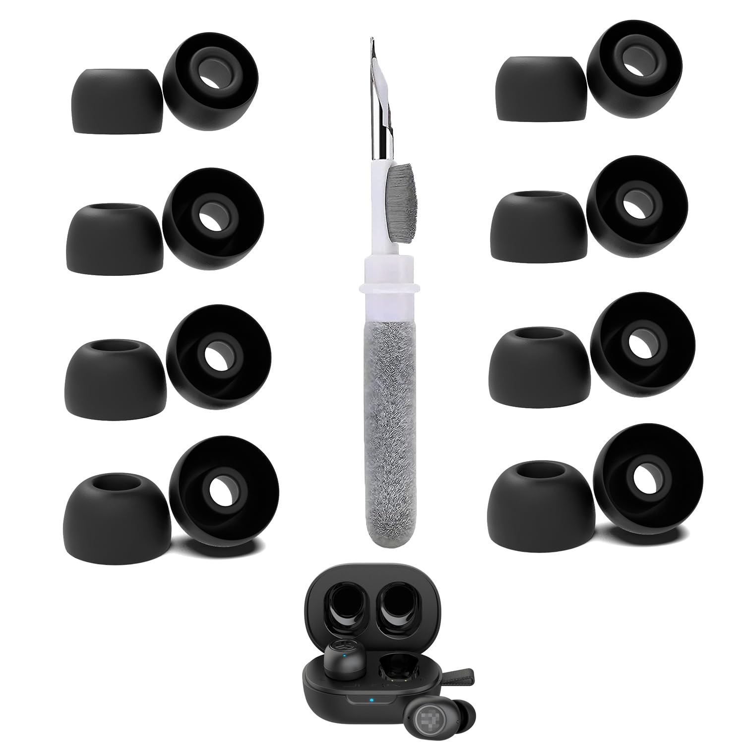 Photo 1 of [8 Pairs] Replacement Ear Tips for JLab JBuds Mini, with 3 in 1 Cleaner Kit, Silicone Ear Tips (XS/S/M/L)