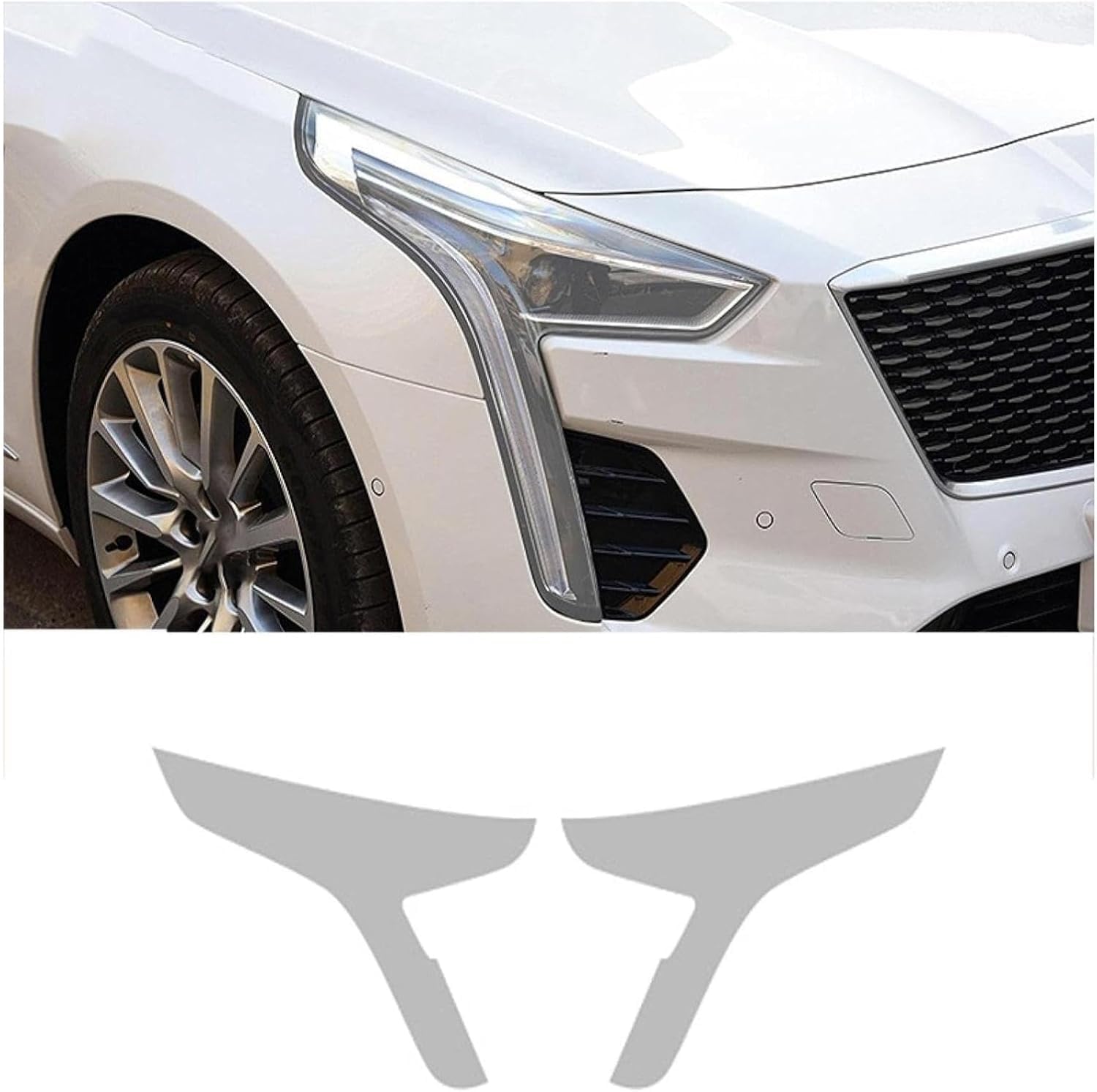 SamLng Car Front Light Film for Cadillac CT6 2019-2020 Car Headlight Film Front Light Transparent Blackened Moulding Vinyl Protection Sticker Car Light Film
