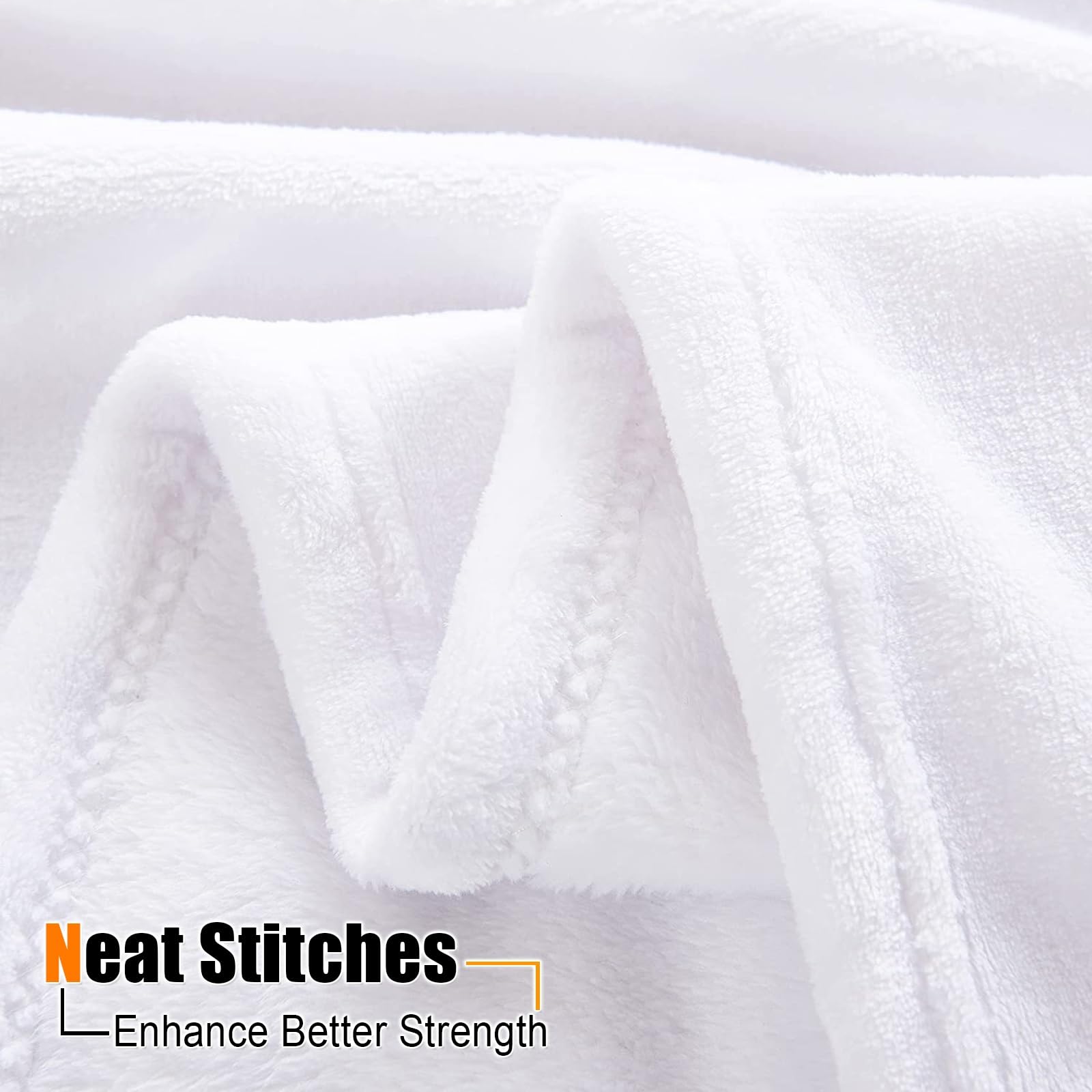 Coperta Matrimoniale Pile 130 x 400 cm Pile di Flanella Morbida, Facile da Pulire, Poliestere Morbida Coperta Plaid Divano Regalo per Fidanzata e Madre, Bianco