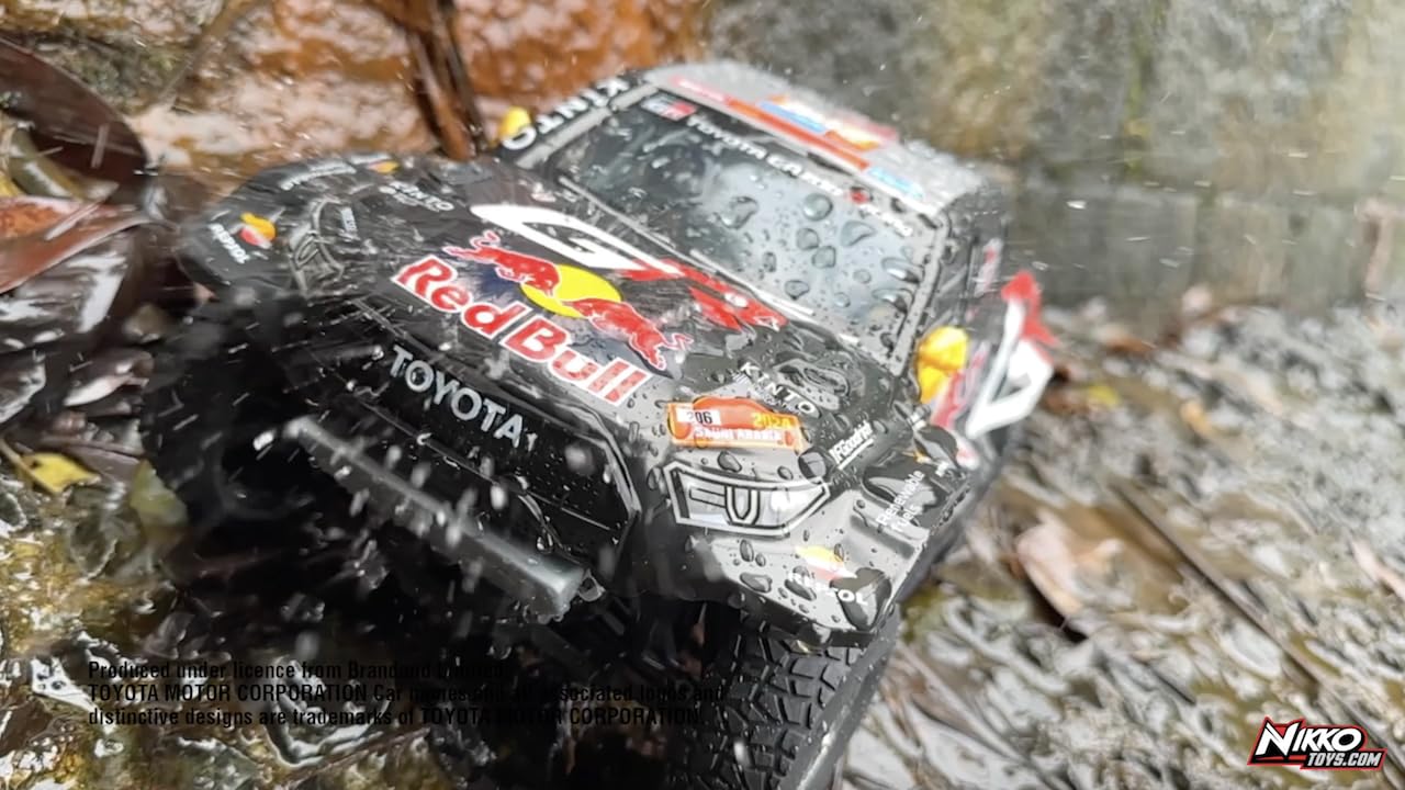 Nikko Pro Trucks Toyota Dakar Redbull 2024 – Voiture Télécommandée 1:12 – Tout-Terrain Étanche – 14 km/h – Recharge USB-C – Dès 6 Ans – Piles Incluses
