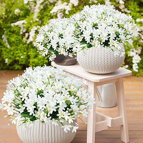 8 Bundles Artificial Daffodils Flowers Outdoor Artificial Flowers UV Resistant Fake Flowers Faux Flowers Shrubs for Indoor Outside Garden Porch Window Box Home Office Wedding Decor image 1