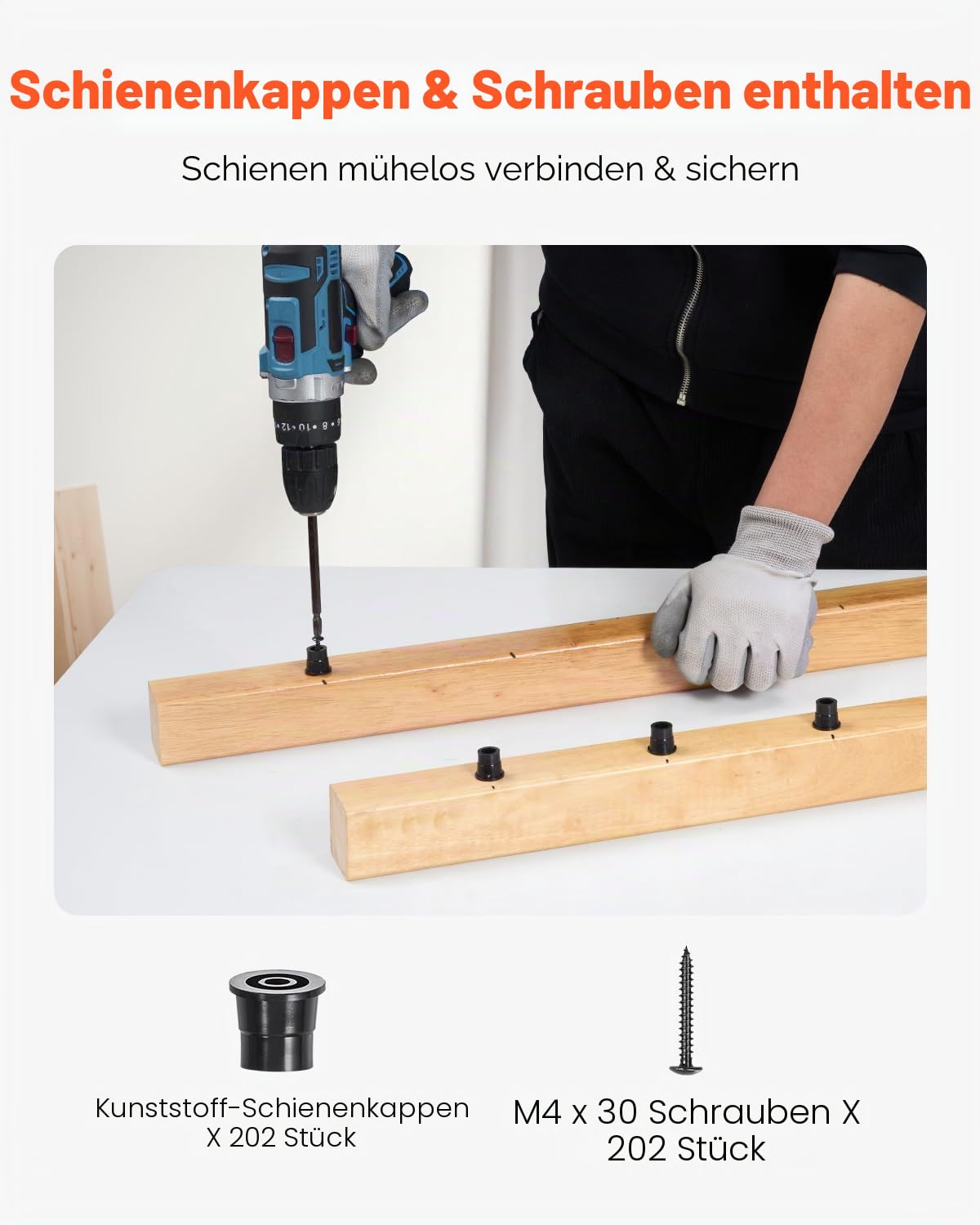 VEVOR Treppengeländer, 101er-Pack, 26 Zoll Aluminium-Treppengeländer, 3/4 Zoll wasserdichtes rundes Metallspindelgeländer, Hohldeckgeländer mit Geländerkappen und Schrauben für Treppen, Veranda
