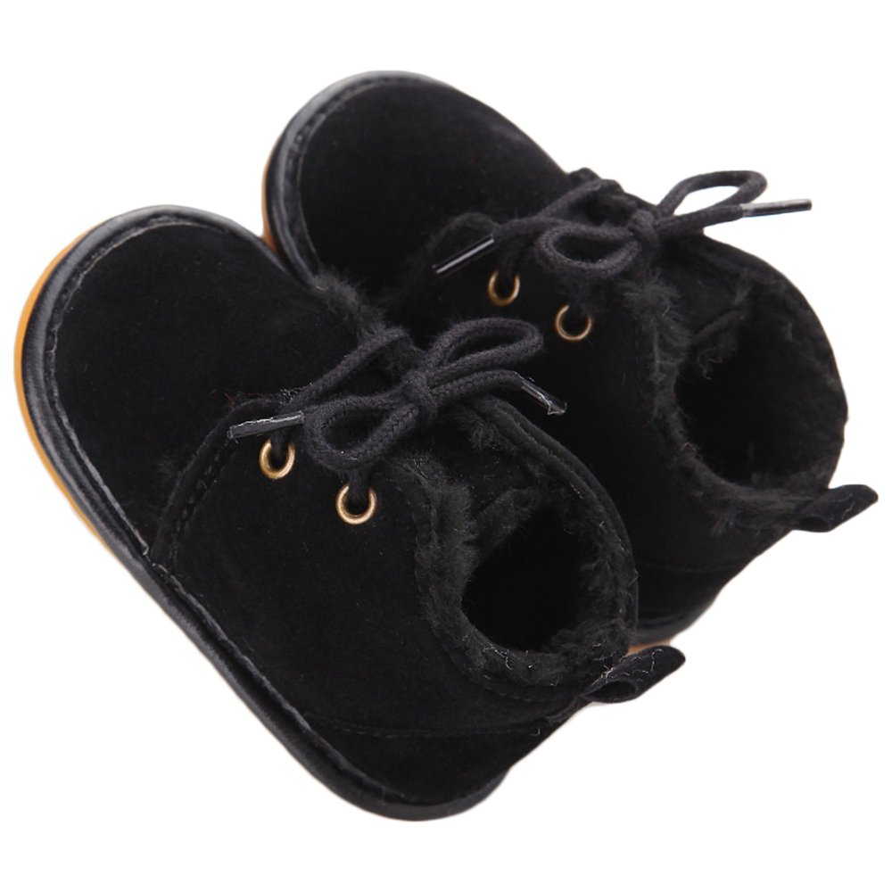 Baby Shoes Winter Plush Rubber Sole Laces Boots
