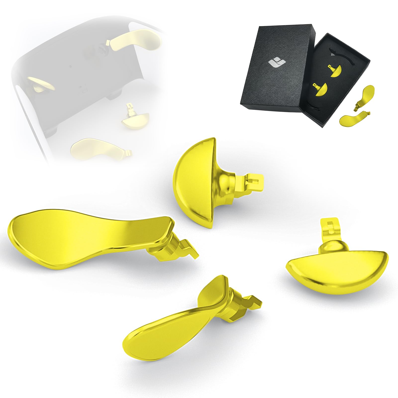 KD.FLY Metal Back Paddles for PS5 Edge Controller, 4PCS Metal Replacement Back Buttons, Interchangeable Button Accessories for PS5 Dualsense Edge Controller, Gold