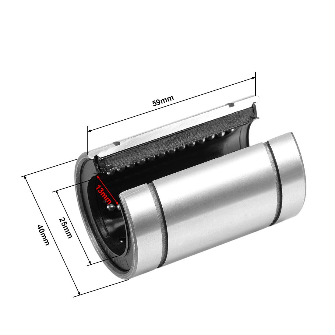 uxcell LM25UUOP Linear Ball Bearings Open Type, 25mm Bore Dia, 40mm OD, 59mm Length (Pack of 4) — Amazon image 2