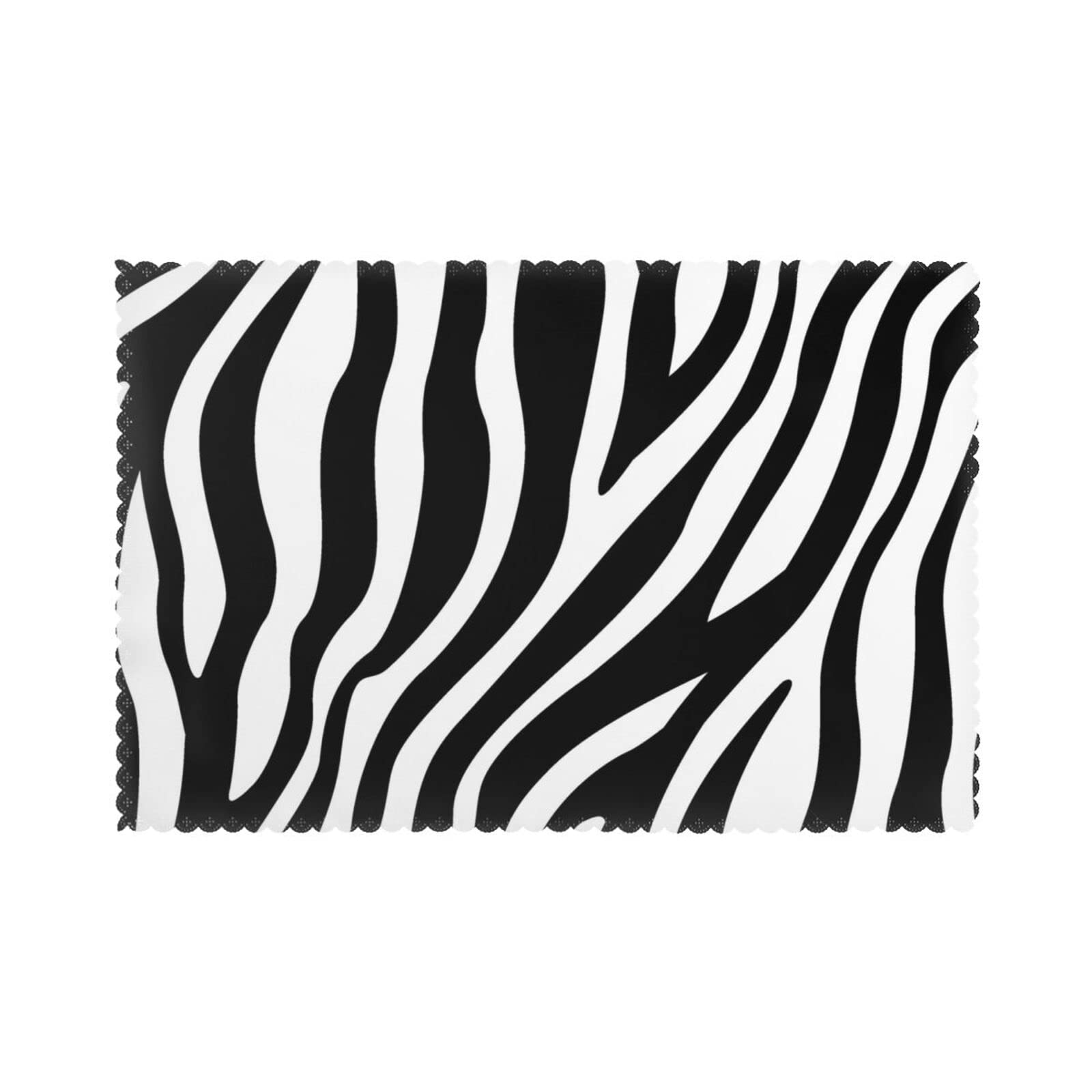 Zebra Print Placemats For Dining Table Set Of 6,Easy To Clean Place Mats For Table,Heat Resistant Waterproof 18x12 Inch.
