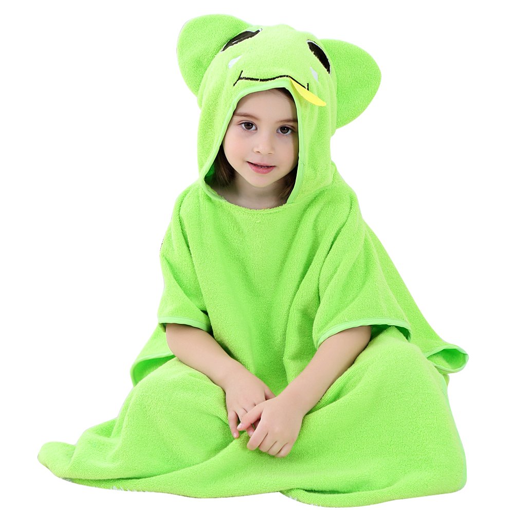 JIAN YA NA Serviettes Kids'Bath Strandkorb Poncho Animal Mignon 100% Coton à Capuche Cape Poncho pour 1-6 Ans CONFIRMÉ Tout-Petits Enfants Quick Dry (Blanc (Vache)) 27 "x55 Blanc (Vache)