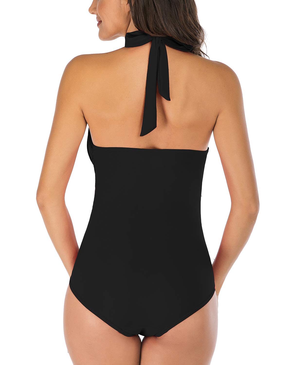 Damen Badeanzug V Ausschnitt Neckholder Bauchweg Damen Badeanzüge Einteilige Push Up Bademode Swimsuit