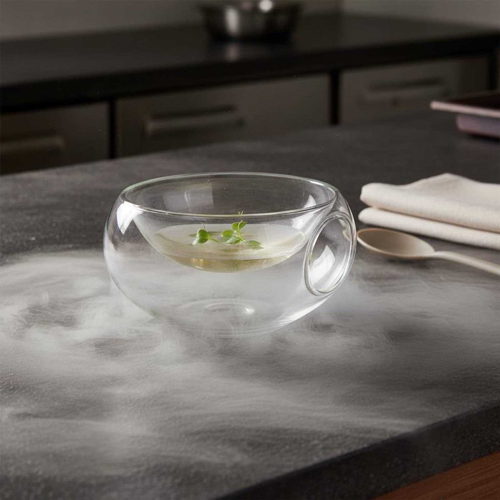 Hitzebeständige Schale Glas Serviergeschirr Borosilikat Speisenschüssel mit Einzigartiger Formgebung für Chefkoch Präsentation, 550 Ml