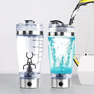 Electric Protein Shaker Bottle 450ml Rechargeable Blender Bottle Portable Mixer Cup Shaker Cups Sports Supplements Shakers BPA Free for Mixing Protein Coffee Milk Powder