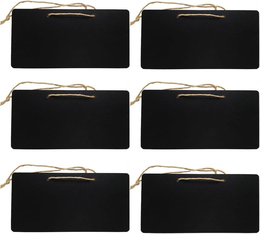 Mini Chalkboards Signs - Erasable Rectangle Small Chalkboards Blackboards Display for Message Board Hanging Signs, Set of 6