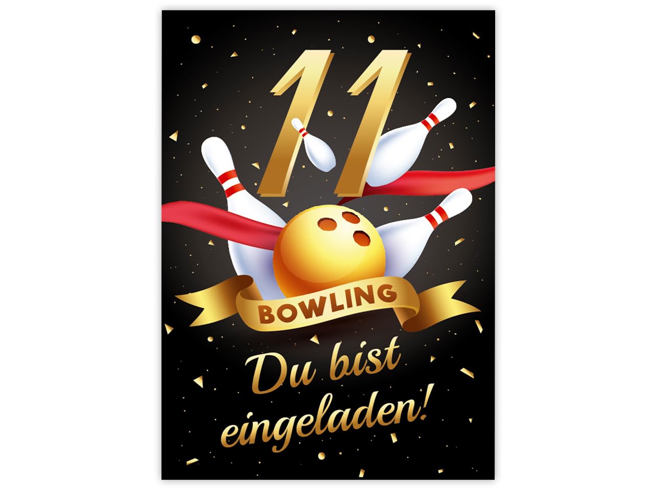 Minkocards 12 biglietti di invito per il 11° compleanno dei bambini, bowling, coni, invito, undicesimo compleanno delle ragazze