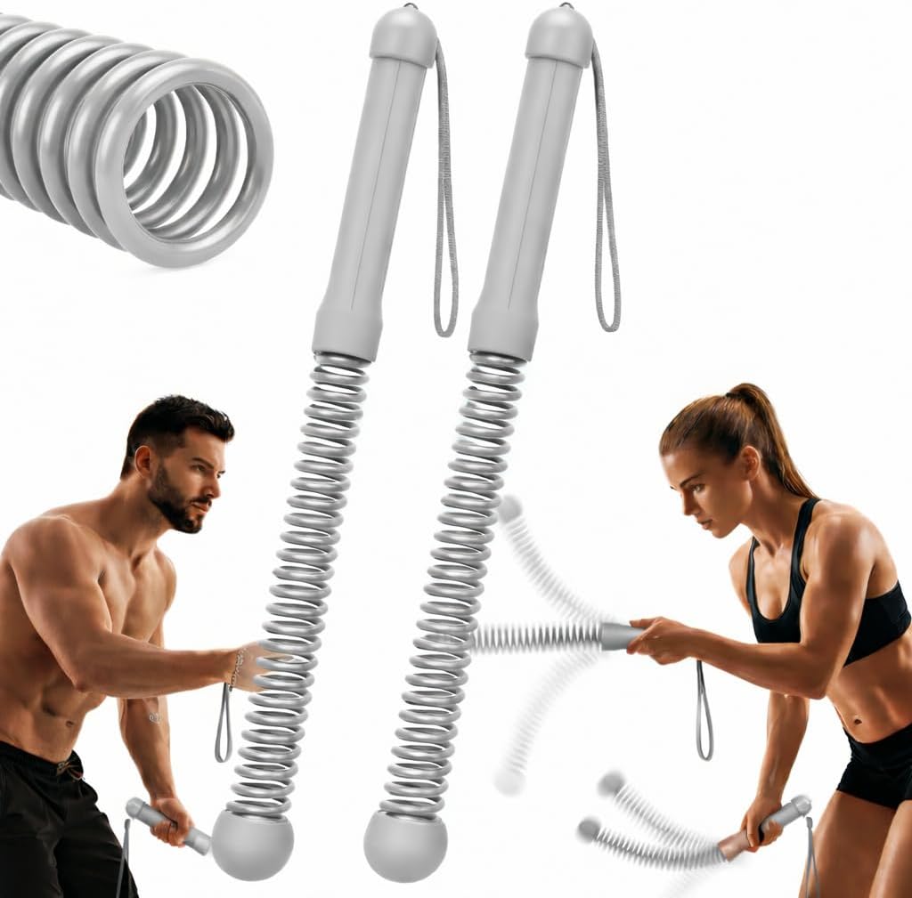 Cordless Ropeless Weighted Battle Rope Sticks, Portable Home Gym Workout Exercise for Full-Body Strength Training, Durable Fitness Accessories with Smooth Flow Design, Ideal for Indoor Cardio (Gray)