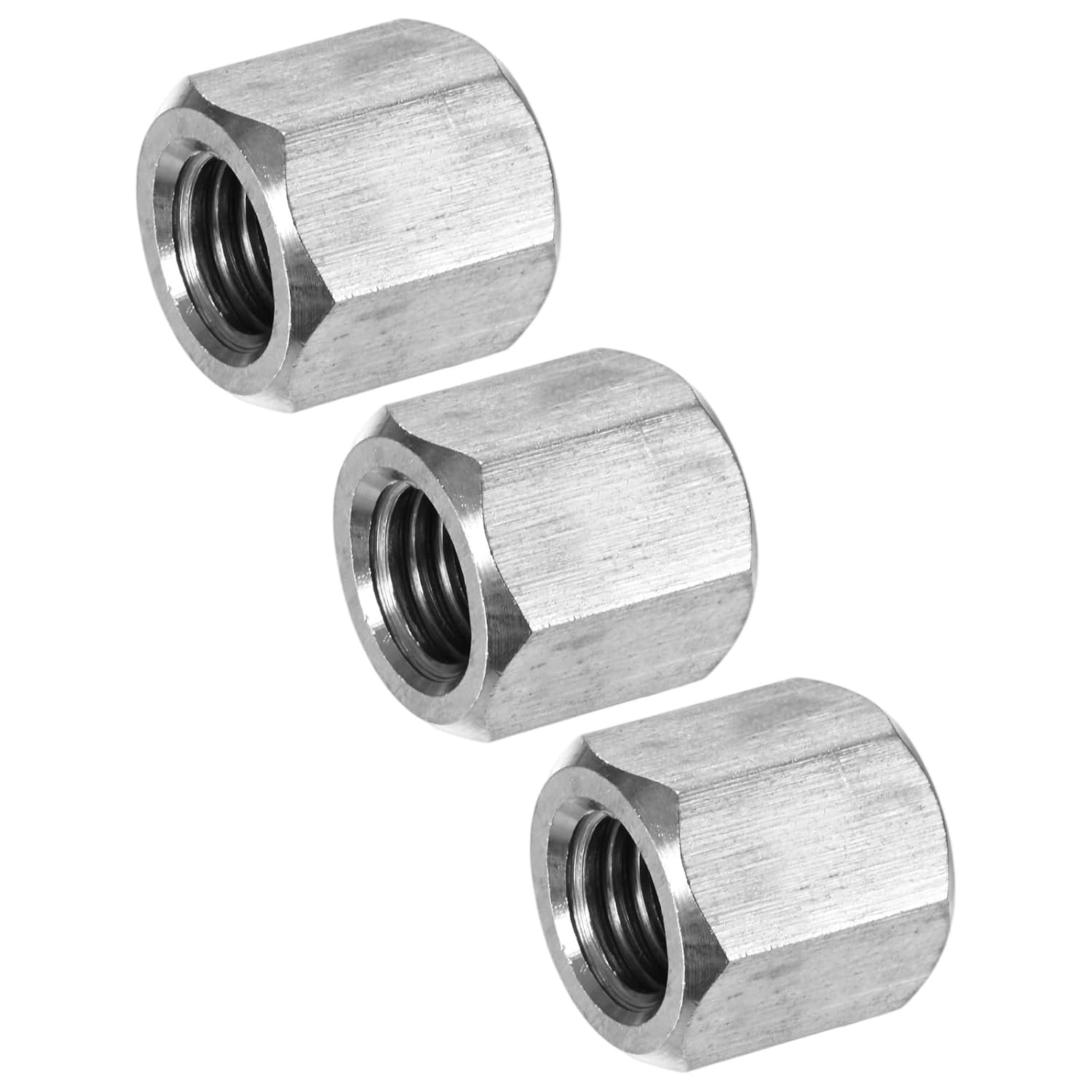 3-Pack 1/2"-13 UNC Hex Coupling Nuts, 0.79" Length 304 Stainless Steel Fully Threaded Rod Coupling Nut, Studding Connector Fasteners for Industrial/Mechanical[Silver Tone]