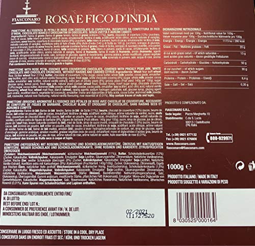 Fiasconaro Panettone rosa e fico d'india mit Rose, Kaktusfeige und rosa Schokolade 1KG - 3