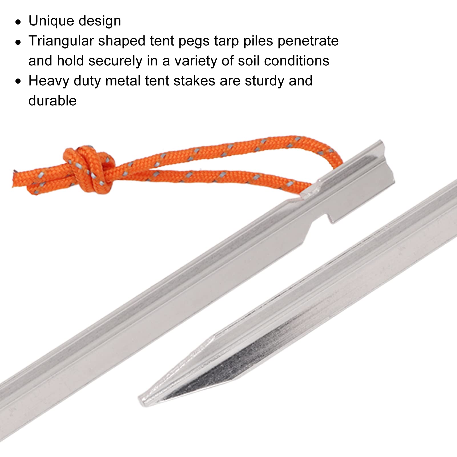 Picchetti per Tende Resistenti per Accessori da Campeggio Picchetti in Lega di Alluminio Ultraleggera da 18 Cm con Corde per Avventure All'aria Aperta (Argento Bianco)