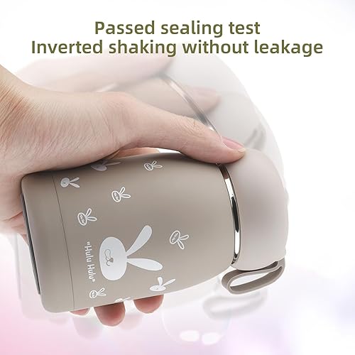 Miniatura 3 de Botella de café con aislamiento al vacío marrón, 10.8 fl oz, mini taza al vacío, lindo termo, de acero inoxidable, mini taza de viaje, botella de