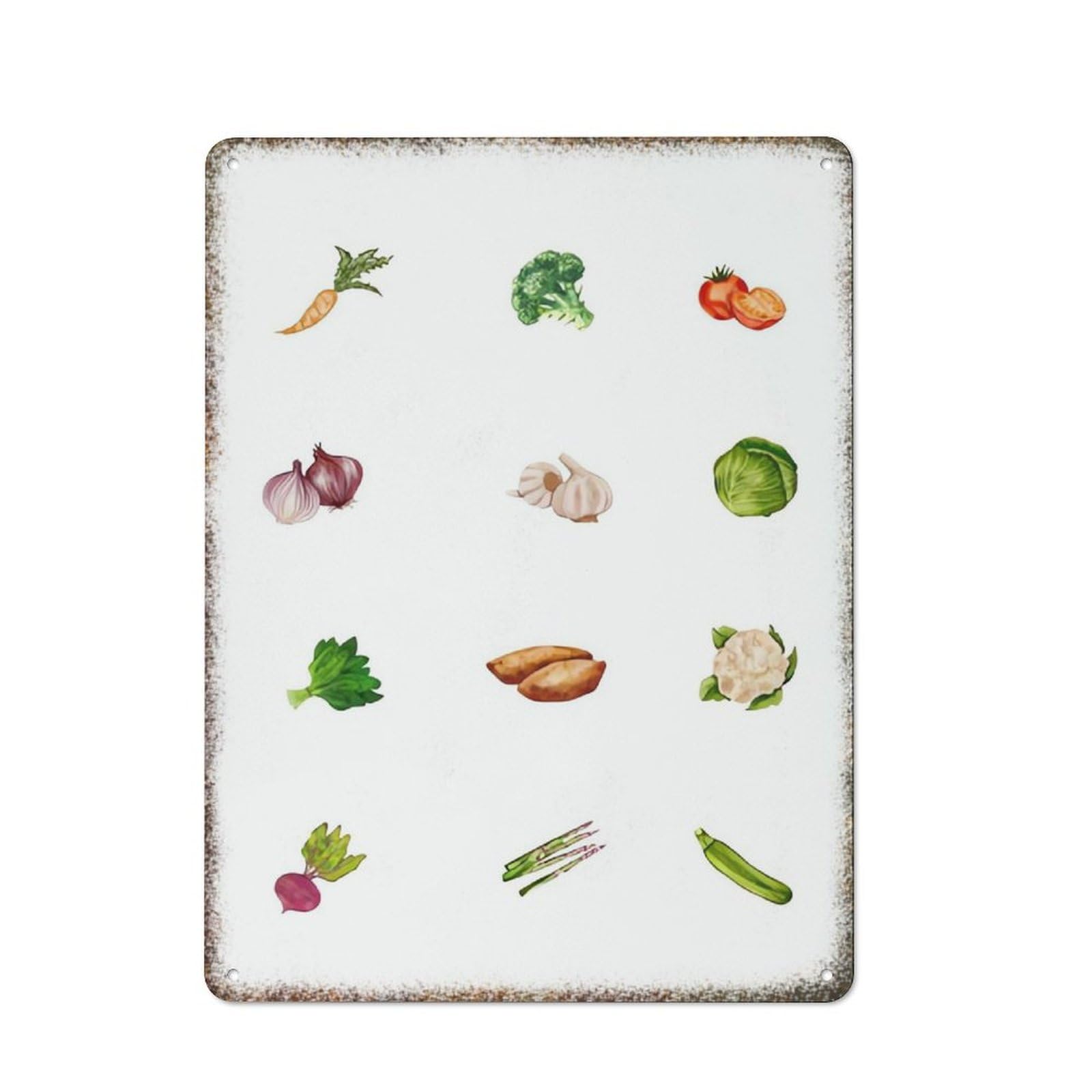 Daily Vegetable Poster Farmhouse Home Kitchen Retro Garden Wall Tin Sign 8x12 inch