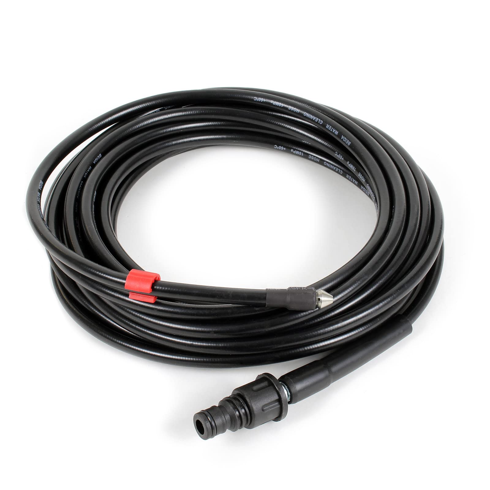 Wiltec Rohrreinigungsschlauch 20m Abflussreiniger inkl. 4 Adapter für Hochdruckreiniger 160bar