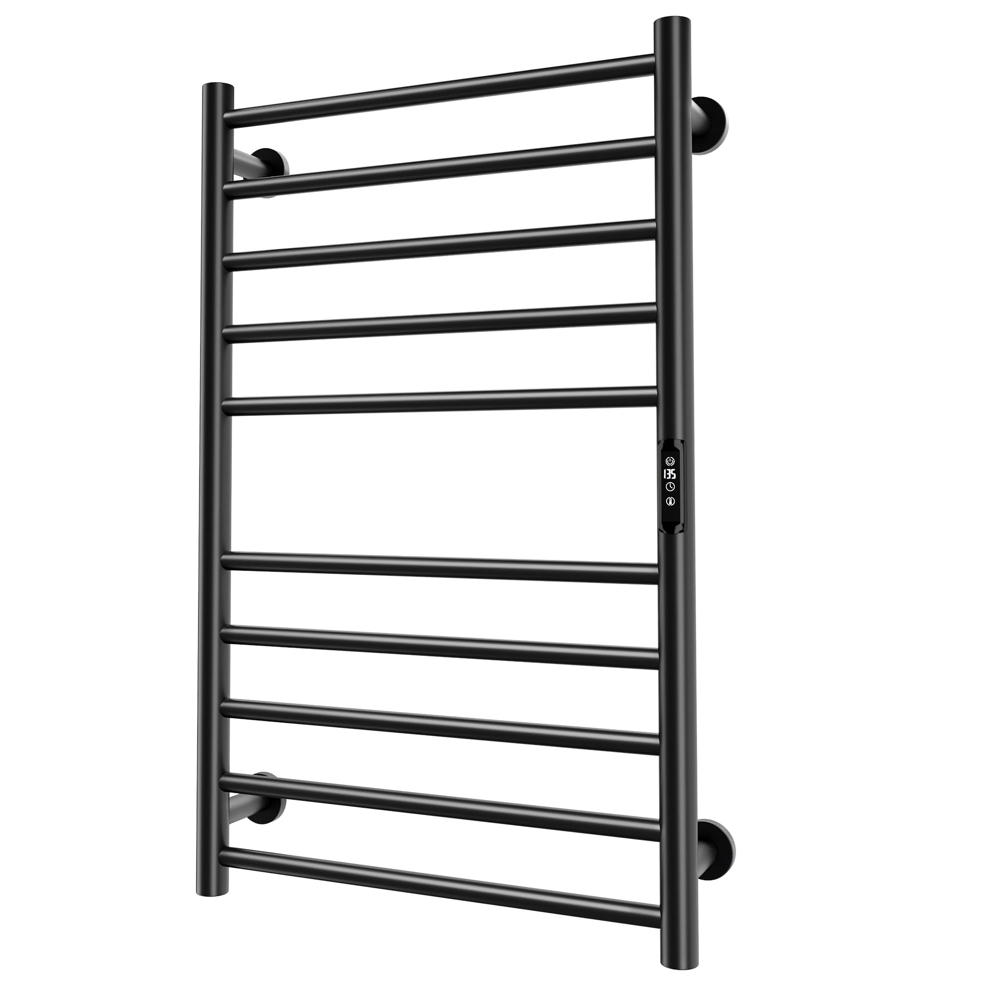 Poloma Paraheeter Wall Mounted Towel Warmer Rack for Bathrooms, Electric Heated Towel Rack Heater, 10-Bars Stainless Steel Black., AH703