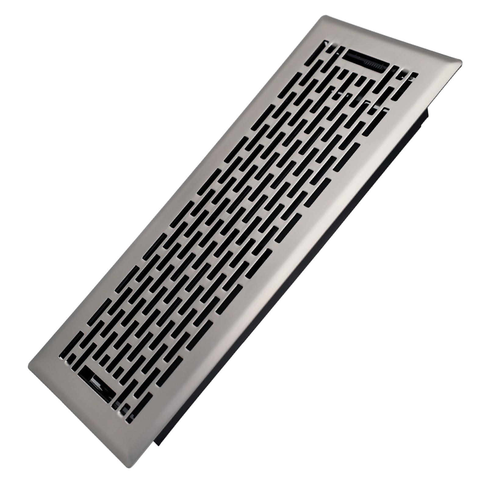 Howeall 4x12 Inches Heavy Duty Walkable Floor Register - Easy Adjust Air Supply Lever Decorative Floor Vent Covers - Boston Design Vent Covers for Home - Satin Nickel — image 1