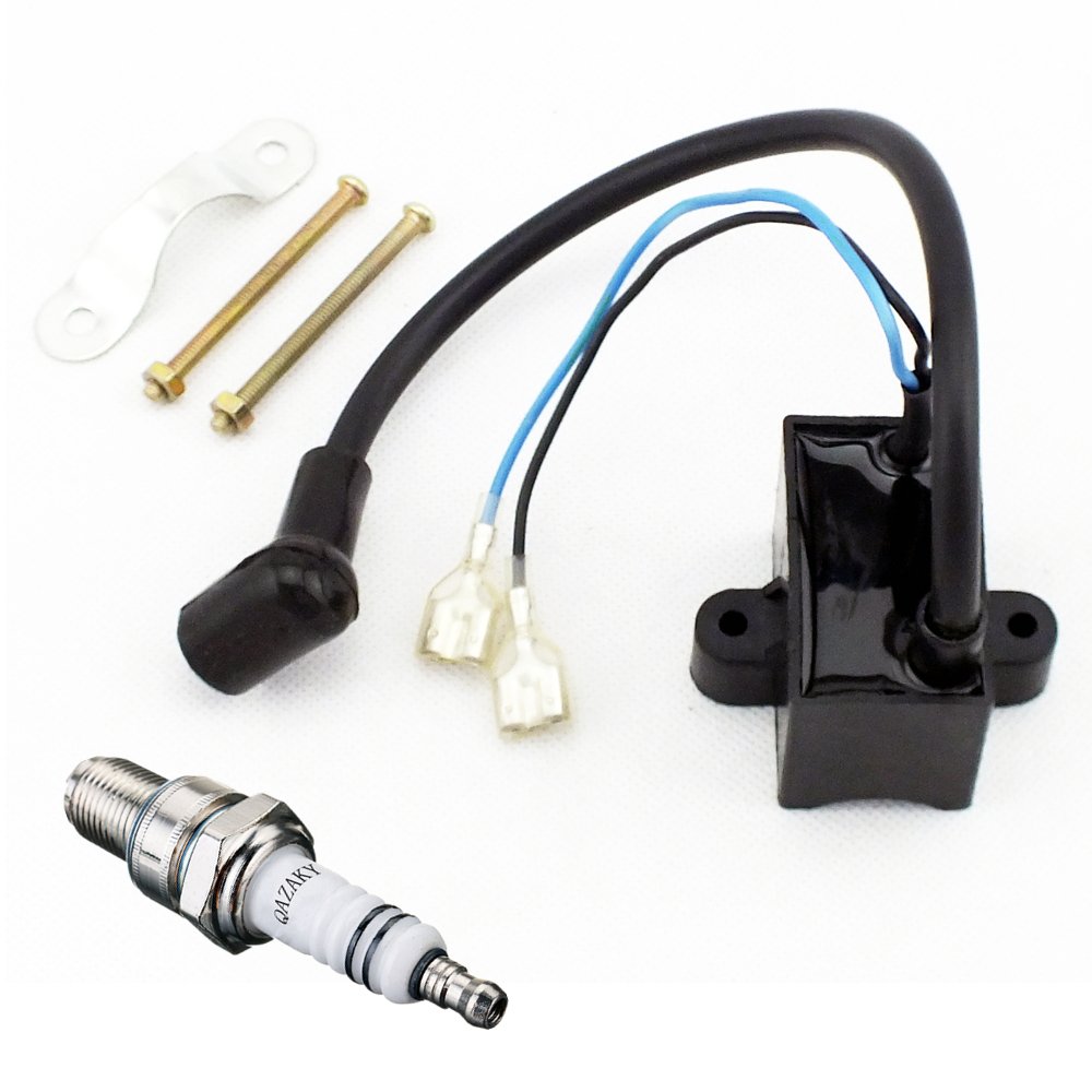 Yingshop CDI Ignition Coil Spark Plug fits 49cc 50cc 60cc 66cc 70cc 80cc 2-stroke Engine Motorized Bicycle Bike