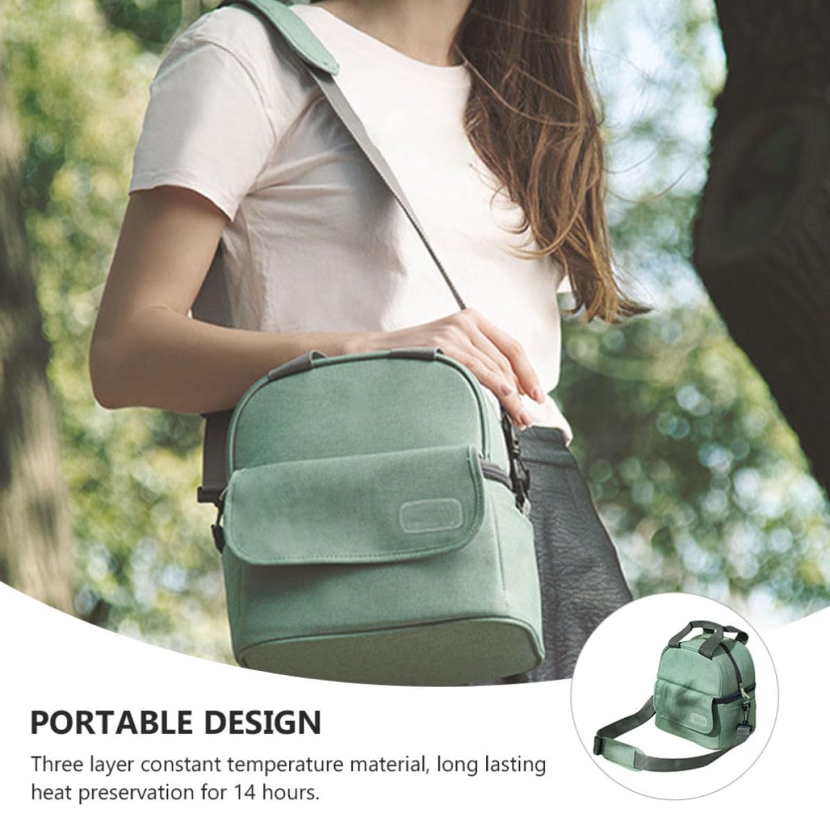 HEALLILY Bolsa Portátil Verde de Doble Capa, Leche Materna