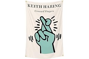 owupIa Crossed Fingers Keith Haring Pop Art Tapestry 2x3ft