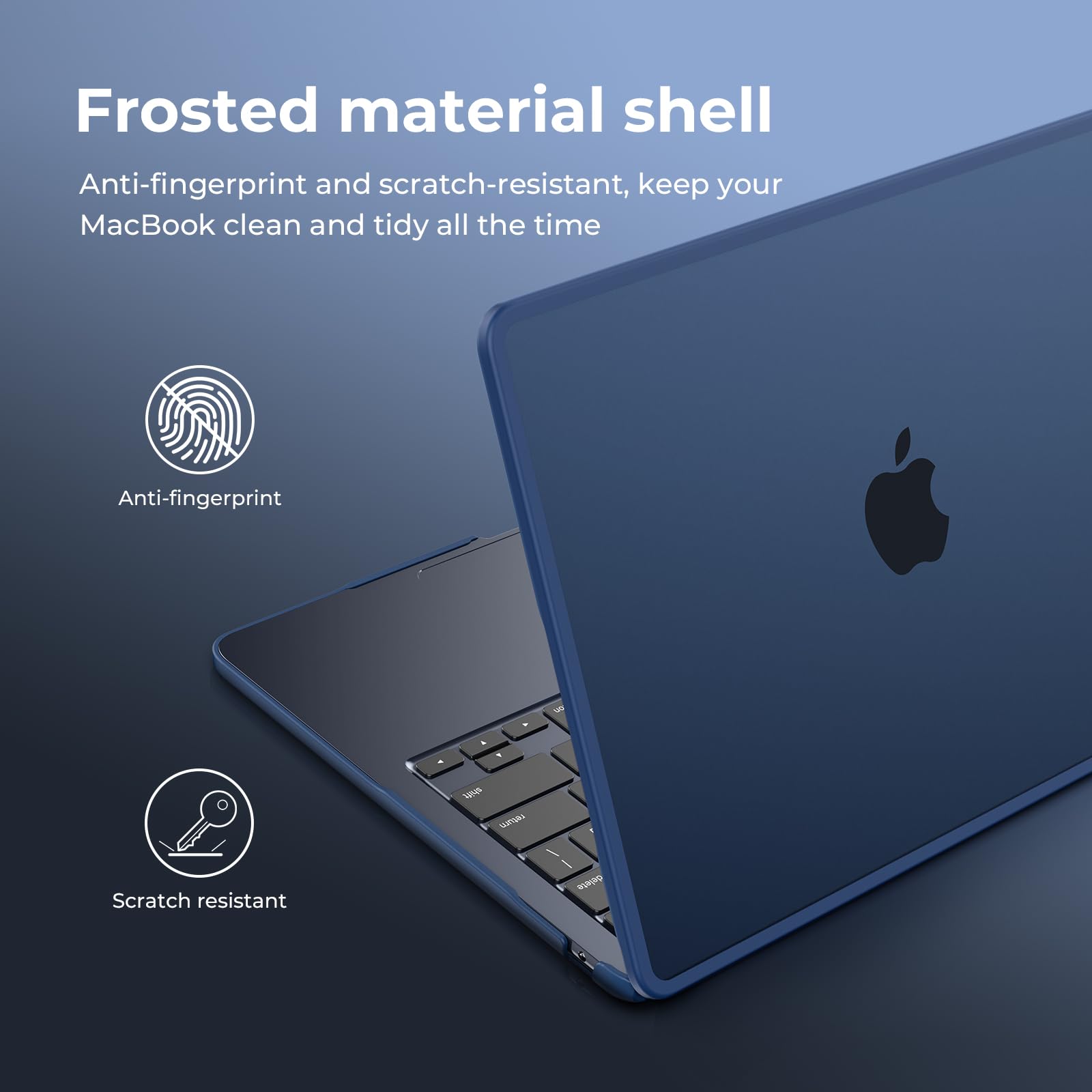 BlueSwan TPU Cover compatibile con MacBook Air 13,6 Pollici M2 M3 M4 2022 2024 2025 (A2681 A3113 A3240) Bordo Anti-collisione, Mac 13 Custodia Rigido Protettivo - (Bordo Blu) Mezzanotte Opaco