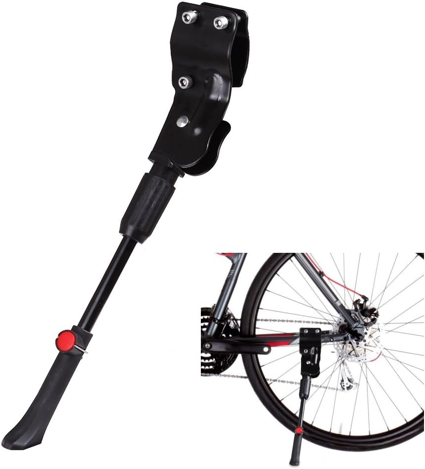 HAPPYTOY Black Bike Stand Adjustable Side Bicycle Kickstand with Installation Tools for 22" - 26" Mountain Bike/Road Bike