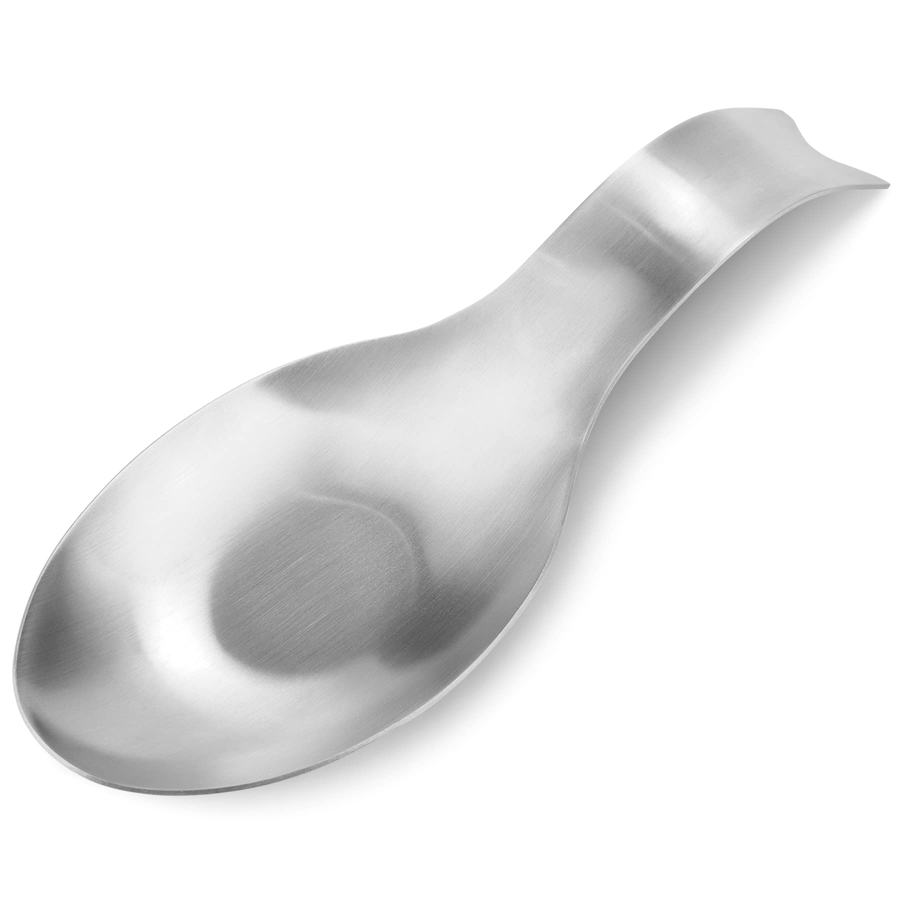 Stainless Steel Spoon Rest, Spatula Ladle Holder, Stainless Steel Utensil Spoon Rest Holder, Brushed Finish, Dishwasher Safe 3.8 x 9.4 Inch (Fish Shape Silver Color 1PC)