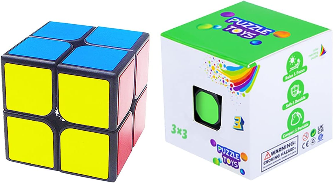 Magic Cube Set 2 Pack 2x2 3x3 Speed Cube 3D Puzzle