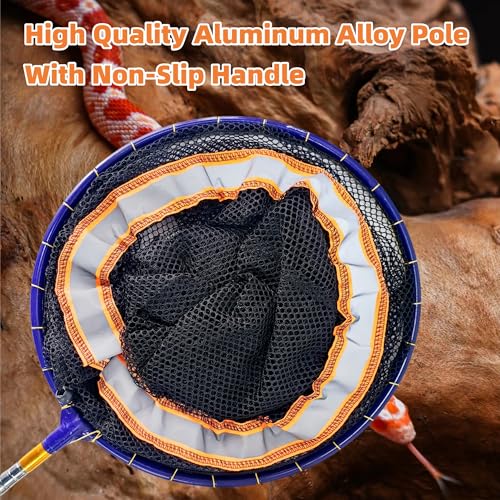 Image of Snake Catcher Net Rattlesnake Grabber Snake Grabber Tool Snake Handling Tools Telescopic Pole Stick with 16.2''-60'' Handle and 11.8'' Net Opening for Reptile Catch Snake Removing Catching