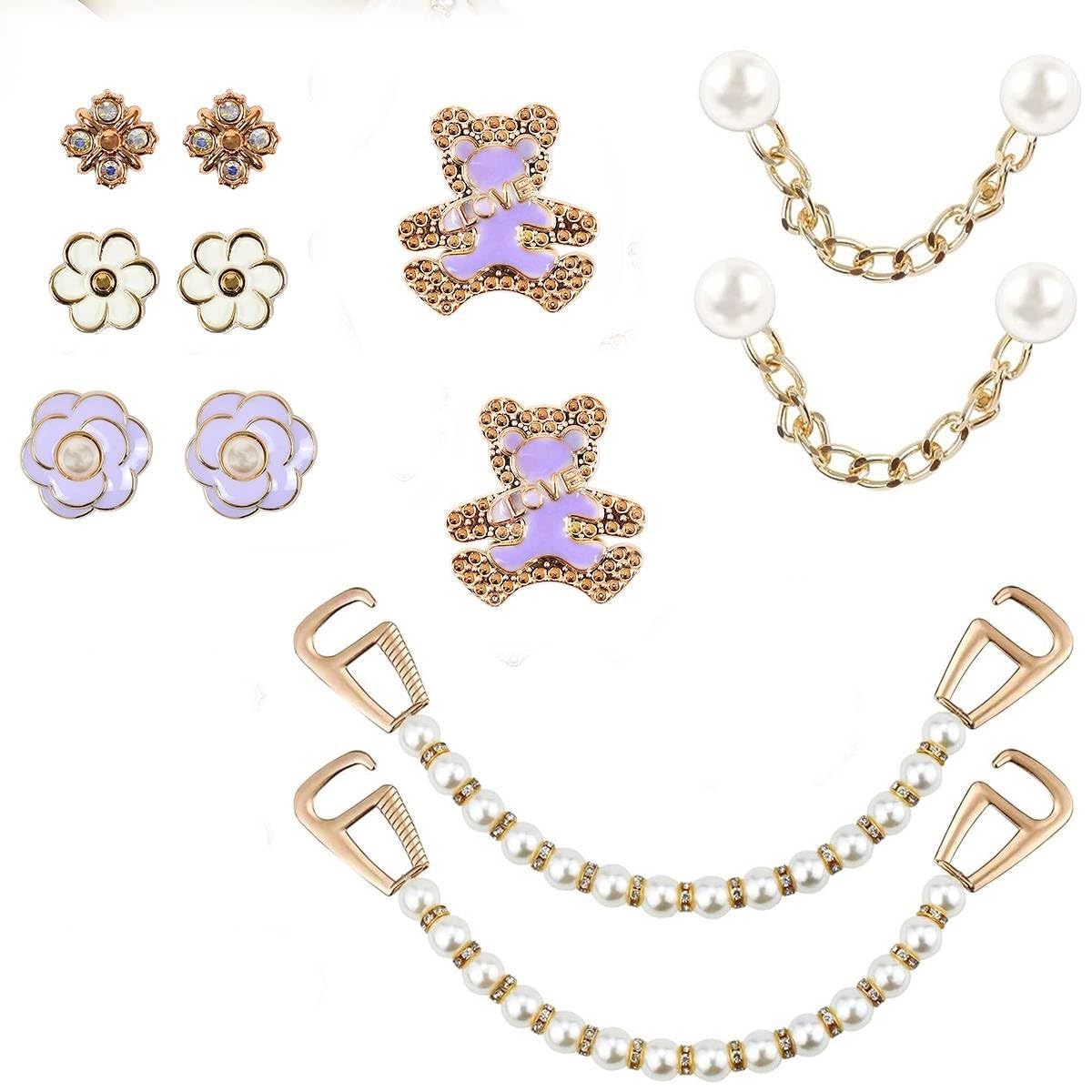 BuyLift 12PCS Bling Shoe Charms – Flower & Pearl Clog Accessories with Crystal Rhinestones and Pearl Chain | Fashion DIY Shoe Decor for Women, Sandals, Party Favors & Gifts BuyLift 12PCS Bling Shoe Charms – Flower & Pearl Clog Accessories with Crystal Rhinestones and Pearl Chain | Fashion DIY Shoe Decor for Women, Sandals, Party Favors & Gifts