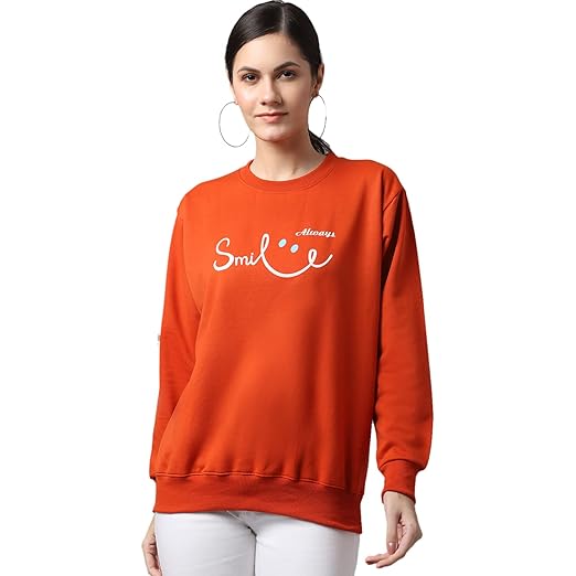 Women Regular Fit Cotton Round Neck Sweatshirts(Rust_X-Large_Pack of 1)-SW_48_Rust_001-XL