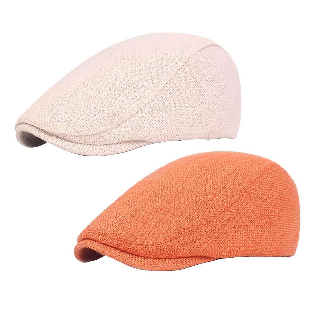 Gorra plana, sombrero de periódico, sombrero de lino vintage con pico, sombrero de periódico ajustable para viajes al aire libre, gorra de lino para hombre y mujer